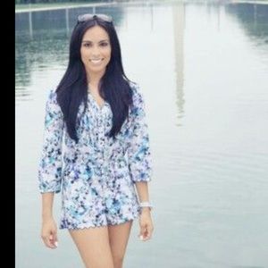 Sam Edelman White and Teal Floral Romper